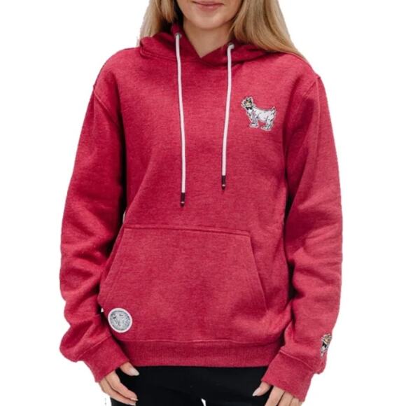 GOAT USA Women WG Long Sleeve Embroidered Pullover Hooded Sweatshirt Size S Pink - Picture 1 of 7